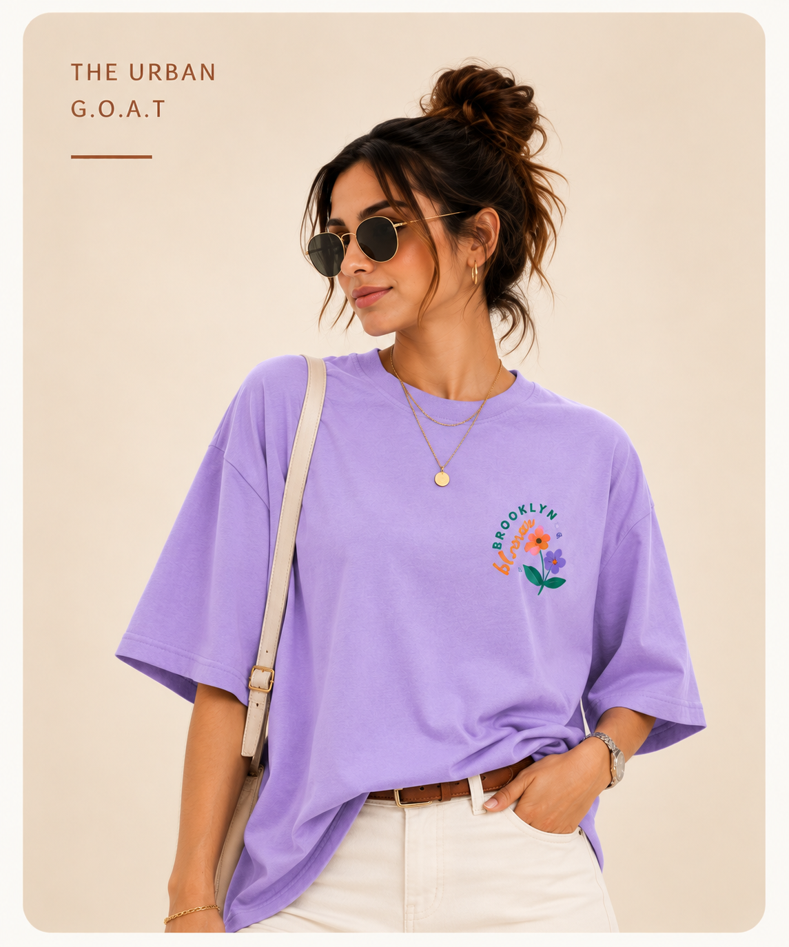 Women's Oversized Graphic T-Shirt | Brooklyn Blossom Floral Print | Casual & Everyday Wear | 220 GSM PC Terry