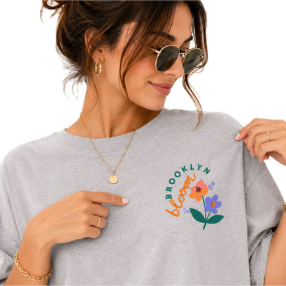 Women's Oversized Graphic T-Shirt | Brooklyn Blossom Floral Print | Casual & Everyday Wear | 220 GSM PC Terry