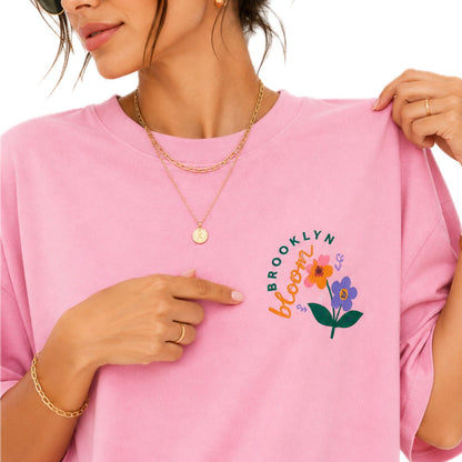 Women's Oversized Graphic T-Shirt | Brooklyn Blossom Floral Print | Casual & Everyday Wear | 220 GSM PC Terry