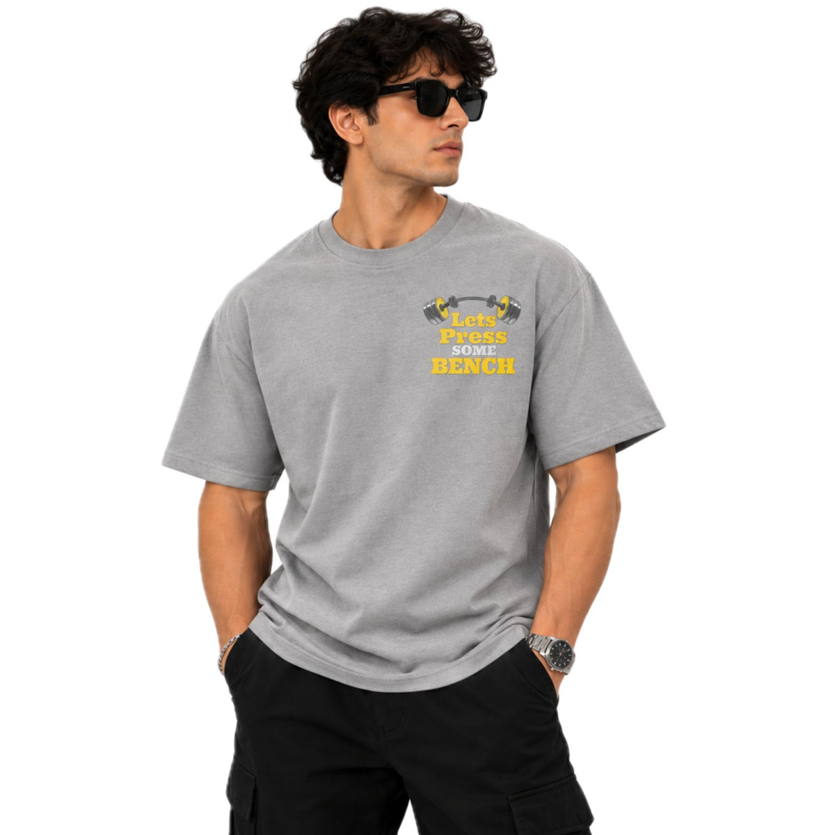 Men's Gym T-Shirt | Graphic Printed Round Neck Workout & Casual Tee | 100% Cotton 240 GSM