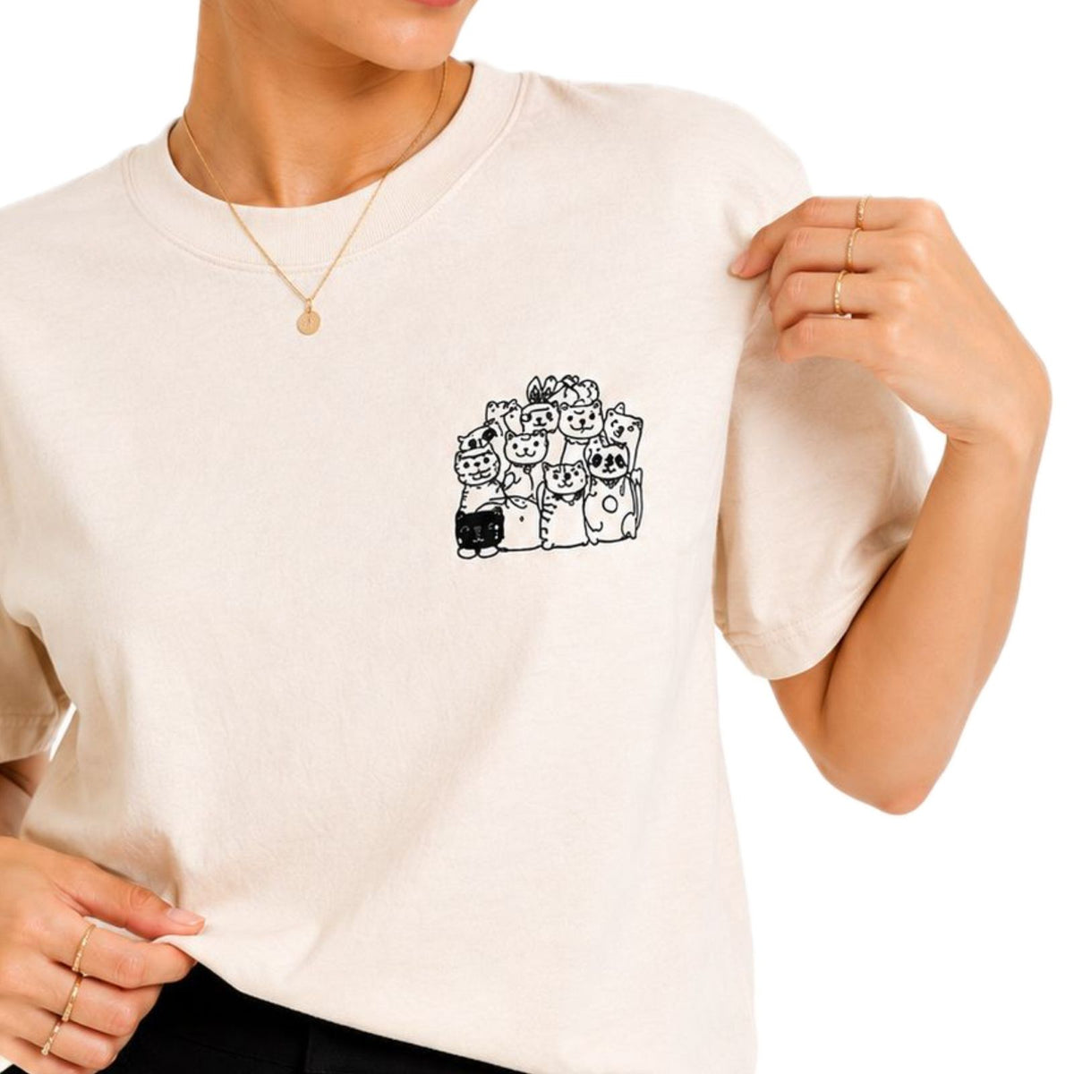 Mochi Women's Cat Graphic T-Shirt | Cotton Round Neck T-shirt | Casual Wear