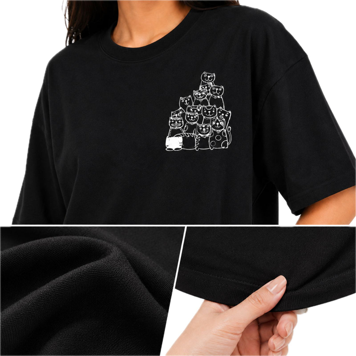 Mochi Women's Cat Graphic T-Shirt | Cotton Round Neck T-shirt | Casual Wear