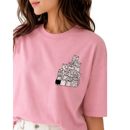 Mochi Women's Cat Graphic T-Shirt | Cotton Round Neck T-shirt | Casual Wear