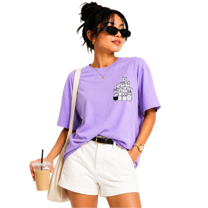 Mochi Women's Cat Graphic T-Shirt | Cotton Round Neck T-shirt | Casual Wear
